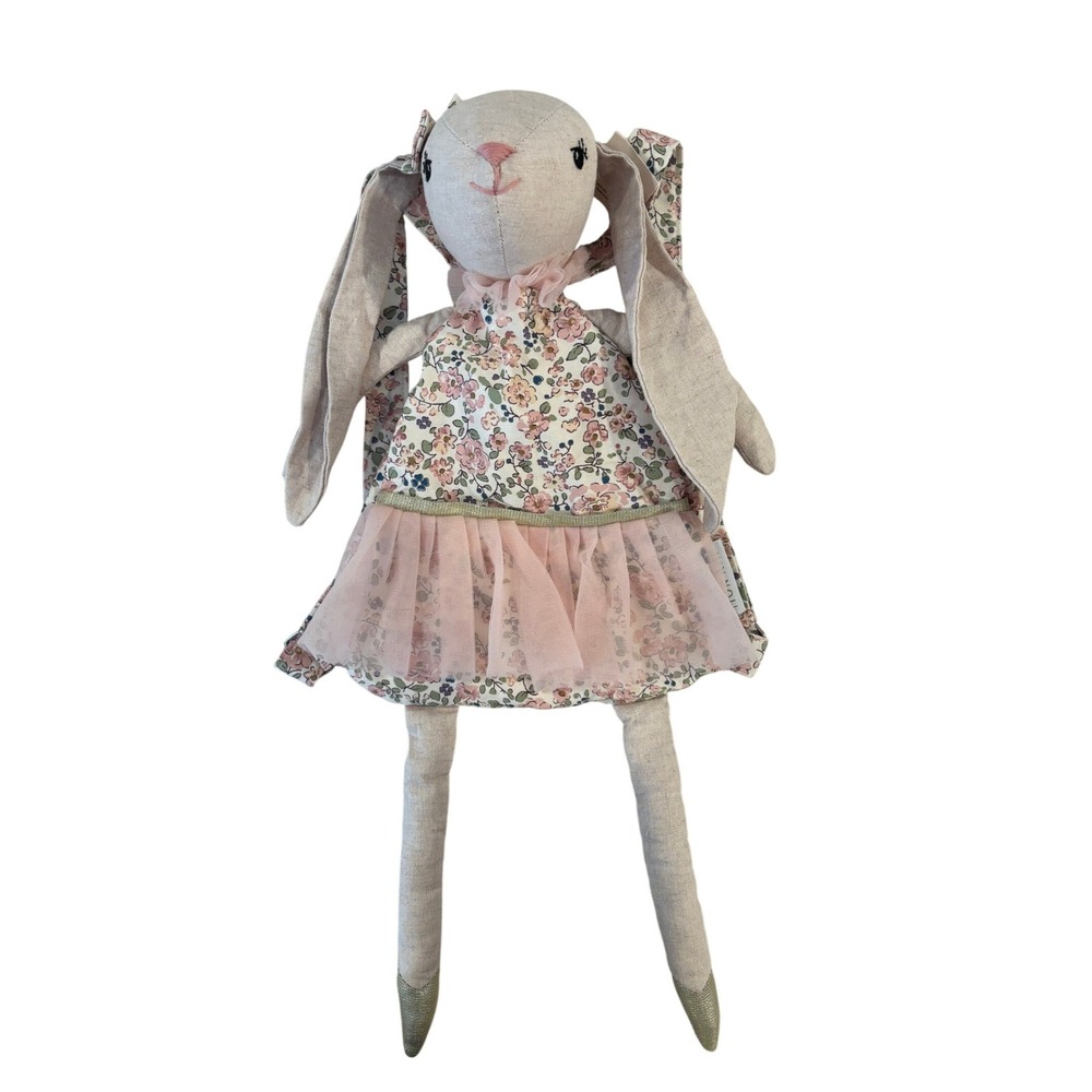 NWT Mon Ami My Dolly Bunny Linen Plush Backpack Floral Dress Tulle Pink 21"